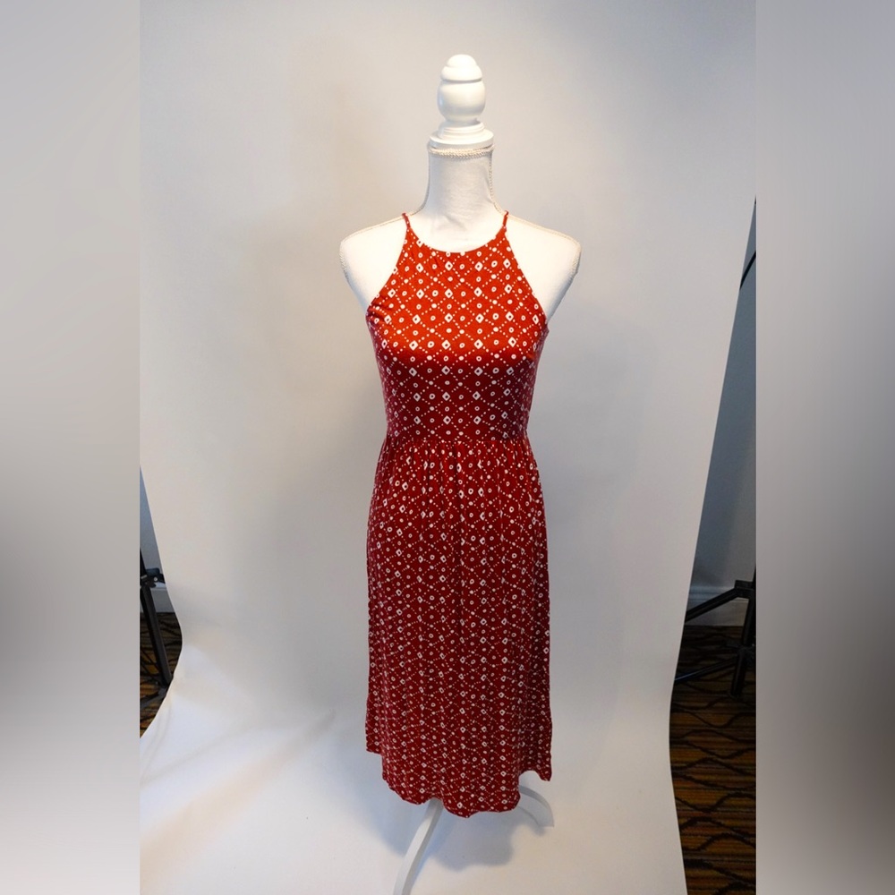 Ann Taylor Loft red printed maxi summer dress